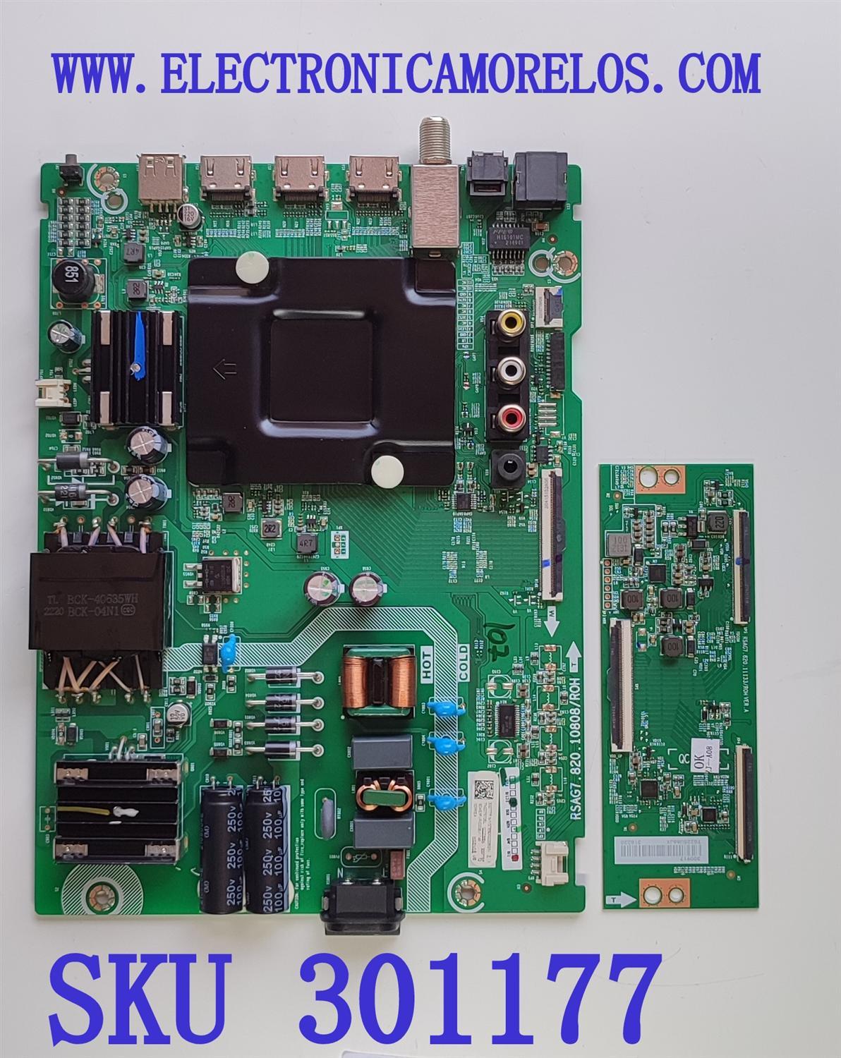 KIT DE TARJETAS PARA TV HISENSE·ROKU TV 4K·UHD·HDR / MAIN FUENTE 300777 / RSAG7.820.10808/ROH / 300776 / 50A53FUR(0008) / T-CON 300917 / RSAG7.820.11133/ROH / 316220 / PANEL HD500Y1U51-T0L2/MX\GM\CKD3A\ROH / DISPLAY T500QVN03.7 / MODELO 50R6E4 50A53FUR